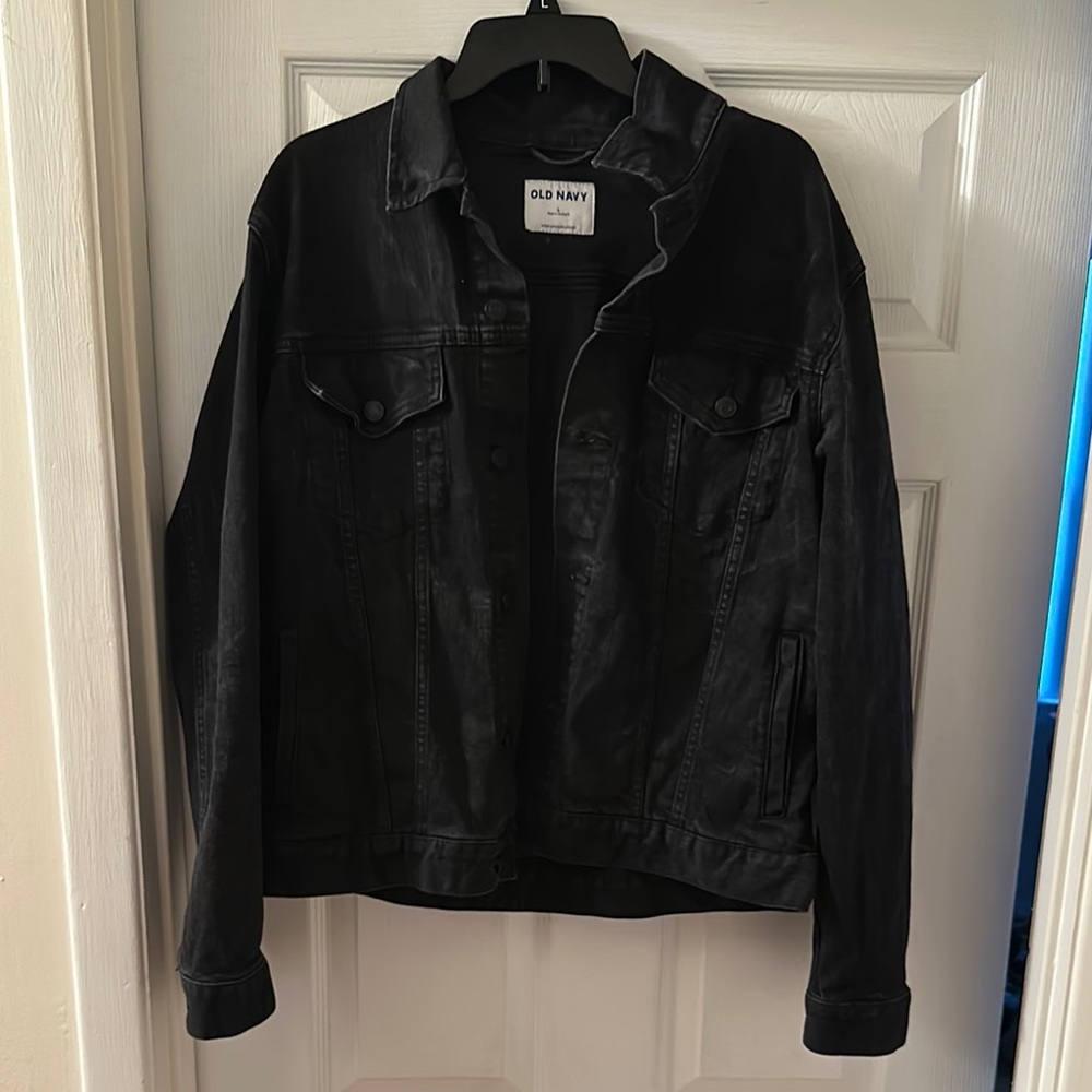 Old Navy Men's Black Built in flex Jean Jacket (LARGE)